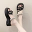 New Style Flower Slippers For Women Summer Outerwear Pearl Decorated Thick-soled Strap Sandals