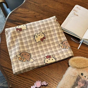 Mới In Hình Dễ Thương Kitty Hello Kitty Kẻ Sọc Vải Bố Dung Tích Lớn Túi Đựng Mỹ Phẩm Kinh Doanh