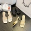 Giày sandal mũi vuông cho nữ, giày cao gót vuông đế giữa thời trang, dép lê gót nhọn phong cá