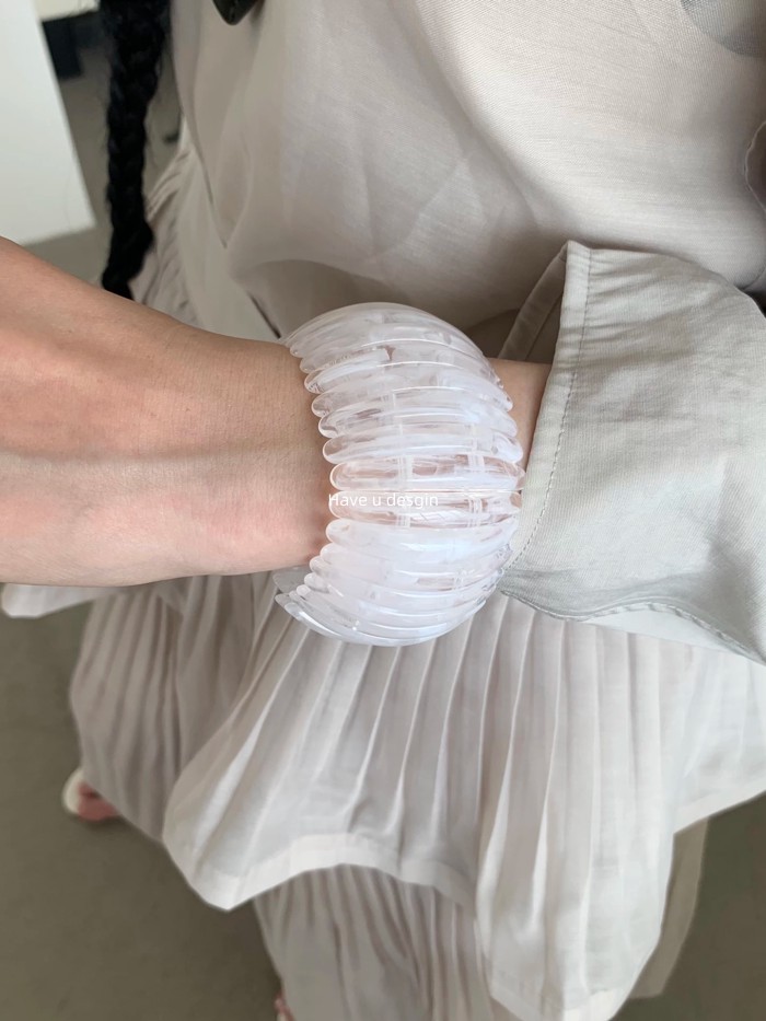 Have u desgin Thiết Kế Cảm Giác Thời Trang Mờ Dây Đàn Hồi Hình Bầu Dục Tất Cả Trận Đấu Vòng Tay Đơn Giản Cao Cấp Phụ Kiện Tay