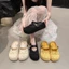 Giày nữ ren Birkenstock đế dày dệt kim hở mũi nửa dép có đế mềm để mặc bên ngoài