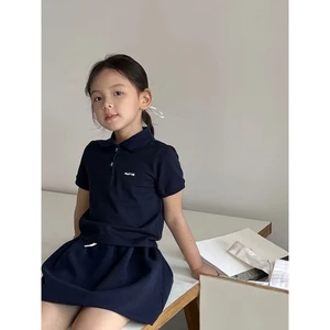 Bộ đồ bé gái Quần áo mùa hè Áo phông cổ polo phong cách thời trang trẻ em mới vừa và lớn Váy thể