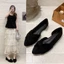 Mùa Xuân Và Mùa Hè Phong Cách Mới Retro Đa Năng Nơ Mũi Nhọn Giày Đế Bằng Vải Nữ Bên Rỗng Nông Mi