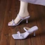 Dép Quai Nữ Giày Sandal Cao Gót Hở Mũi Kiểu Pháp
