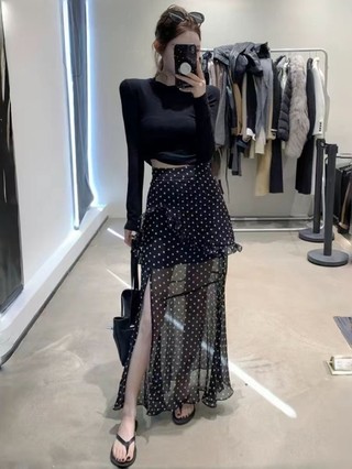 Váy chấm bi không đều phong cách Hepburn của Pháp dành cho nữ mùa xuân mới khí chất retro váy