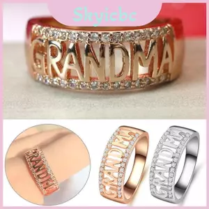 Trang sức thời trang cổ điển Nhẫn chữ bà nội Chất liệu đồng thau chất lượng cao cấp
