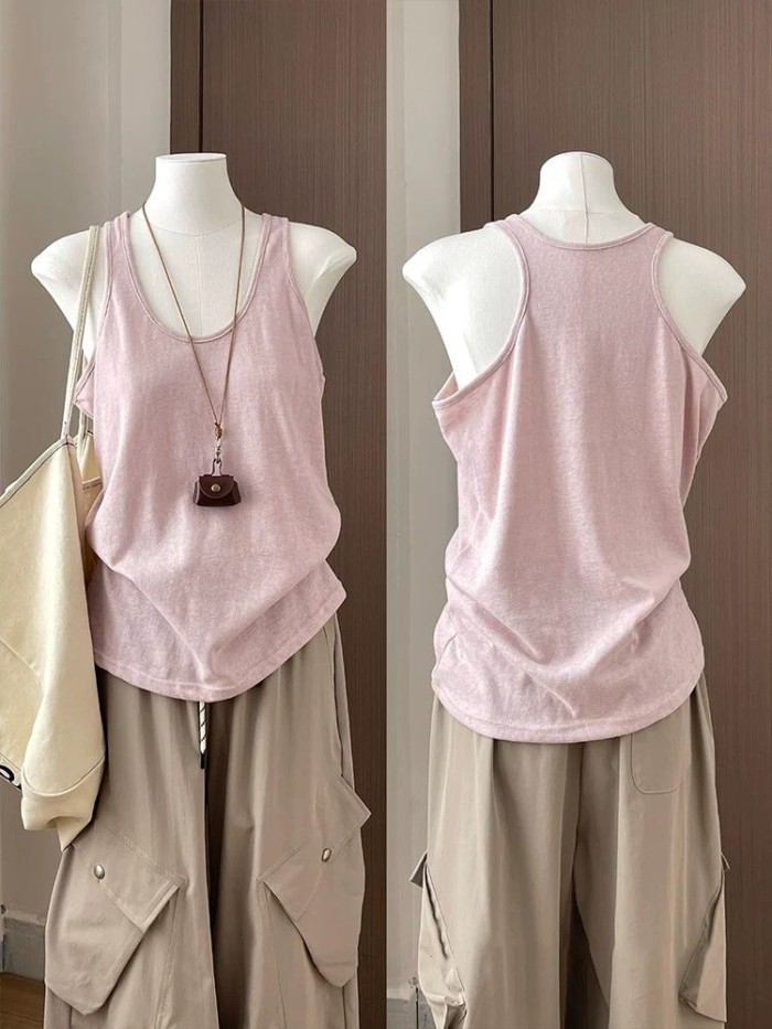 Áo yếm màu hồng dành cho nữ thường ngày Racer Top