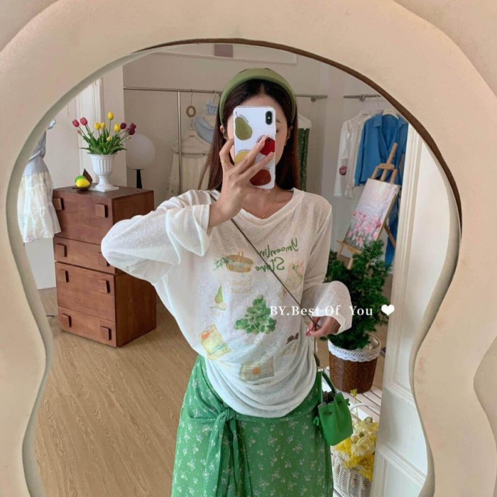 French Design Green Floral Strappy Skirt For Women Summer New High-waist Slim And Light Mid-l