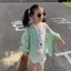 Bé gái phiên bản Hàn Quốc áo sơ mi vải lanh mỏng, áo chống nắng, áo điều hòa rộng rãi mùa hè