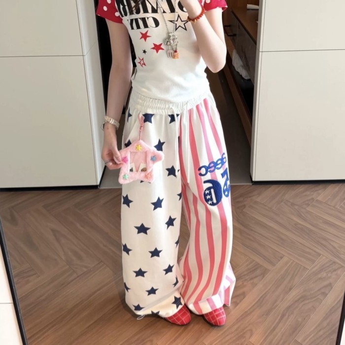 American Slim-fitting Internet Celebrity Ins Dopamine Retro Summer All-over Printed Stars Loo