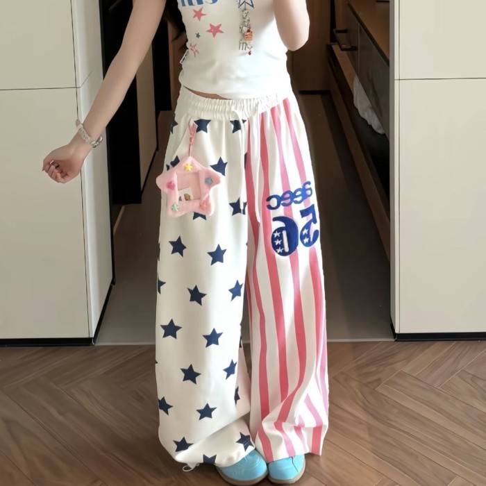 American Slim-fitting Internet Celebrity Ins Dopamine Retro Summer All-over Printed Stars Loo