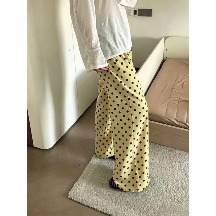 bộ đồ ngủ chấm bi mùa hè dành cho nữ, dáng rộng, mỏng, giản dị, đa năng, mỏng, chống muỗi, ống r