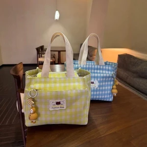 New Plaid Canvas Bags For Female Students Going Out, Simple Large Capacity, Versatile Lightweigh