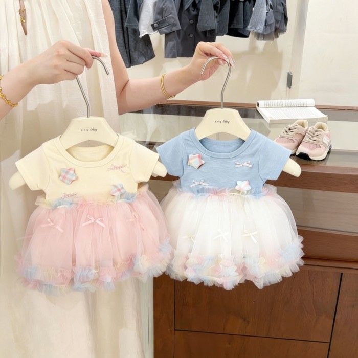 Girls Dress Summer Children's Princess Dress Baby Girl Sweet Mesh Mesh Puff Skirt Super Cute