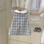 Bé Gái Pháp Đầm Trẻ Em Mùa Hè Xanh Dương Kẻ Sọc Phong Cách Phương Tây Áo Tank Top Bé Gái Ngọt