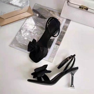 Fairy Style Bow High Heels For Women Summer New Sexy Square Toe Open Toe Stiletto Heel Buckle
