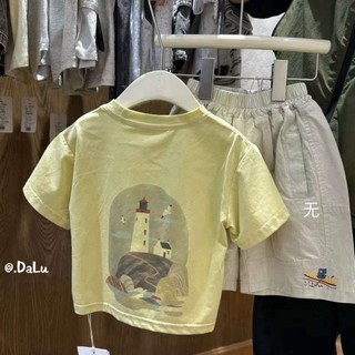 Trẻ em mùa hè phong cách Hàn Quốc áo thun cotton ngắn tay dáng rộng đơn giản dành cho trẻ em kiểu d