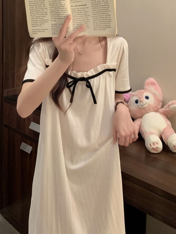 Summer Nightgown Summer Internet Celebrity Short Sleeve Internet Celebrity Style Student Cute Ap