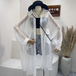 Mùa Hè Áo Sơ Mi Dài Tay Mỏng Cho Nữ Dáng Lười Kiểu Dáng Đơn Giản Chống Nắng Áo Cardigan Hàng