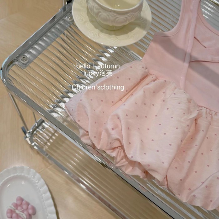 Summer New Style Hey Sweetheart Bud Skirt Girls Polka Dot Vest Skirt Foreign Style Baby Girl