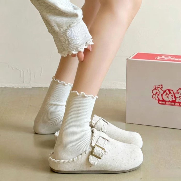 phong cách phổ biến với váy, dép nửa mũi hoa siêu phổ biến và đa năng dành cho nữ, Birkenstoc