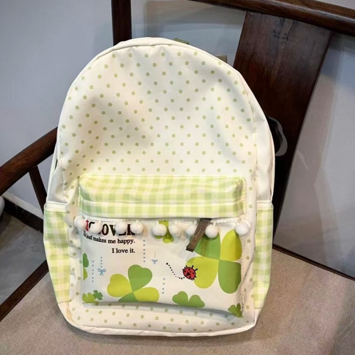 Nhật Bản tự làm cỏ bốn lá ngọt ngào và dễ thương chấm bi nhỏ pom pom chấm bi xanh tươi sức ch