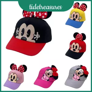 Mũ bóng chày họa tiết động vật chuột Mickey cho trẻ em có vành cong và vải nhẹ