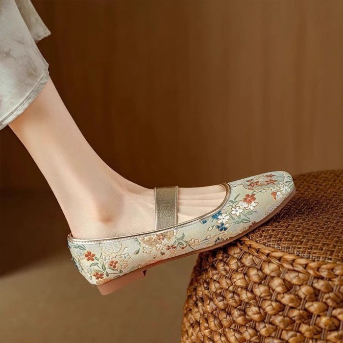 Phong cách Trung Quốc phong cách quốc gia sườn xám thêu Mary Hanfu Jane giày phù hợp với giày đơ