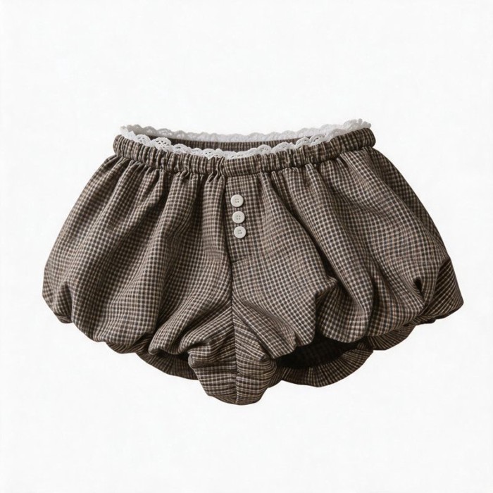 Quần culottes hình đám mây nhiều màu dành cho nữ mùa hè cạp cao quần ống phồng bí ngô và quần