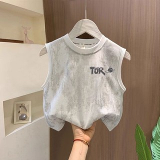Áo phông không tay vest cotton nguyên chất mùa hè dành cho bé trai phong cách Hàn Quốc kiểu phương