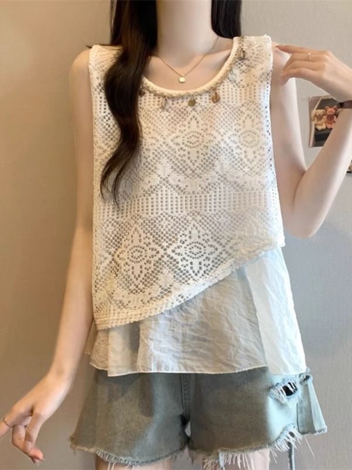 Áo vest không tay cho nữ mùa hè Simian áo ghi lê ghép hai mảnh giả có dây đeo để mặc bên ngoài