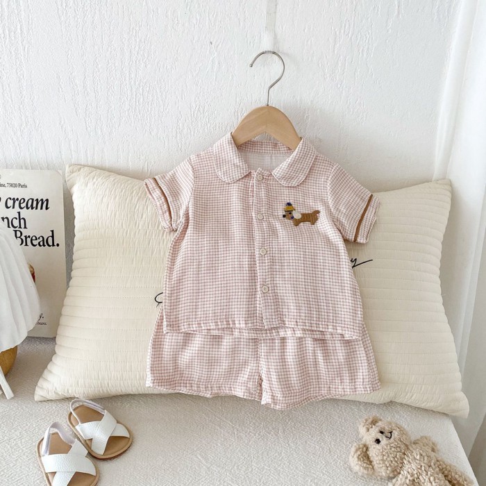 bộ đồ ngủ cho bé, đồ ngủ, bộ mỏng mùa hè, áo sơ mi ngắn tay bé trai và bé gái, quần short, bộ đồ