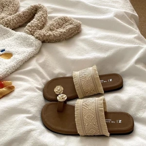 kiểu bện phong cách bohemian với sandal váy và dép lê dành cho nữ mặc ngoài mùa hè dép xỏ ngón t