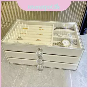 Hộp đựng trang sức chống bụi có phần chia cho bông tai và bộ sưu tập trang sức