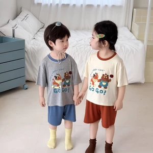 bộ đồ ngủ trẻ em modal phù hợp với bé trai và bé gái Bộ đồ ngủ ngắn tay quần đùi mỏng mùa hè