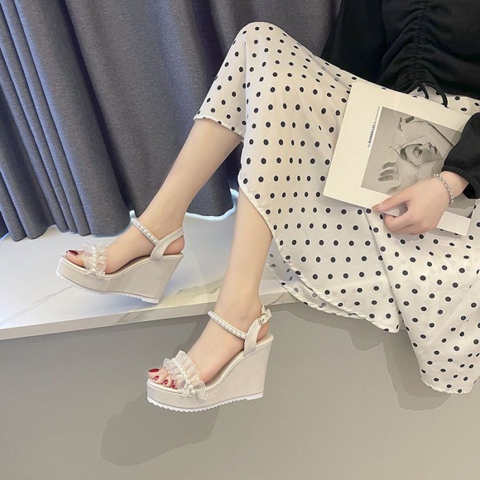 Giày sandal đế dày đế dày thời trang mùa hè dành cho nữ giày cao gót đế dày phong cách cổ tích