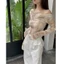 Áo thun lưới dài tay nhuộm một vai dành cho nữ mùa hè thiết kế xương đòn kiểu Pháp thích hợp