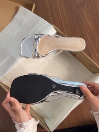 French Nude Bow Slippers For Women Summer Outer Wear New Style With Skirt Wedge Heel Gentle A