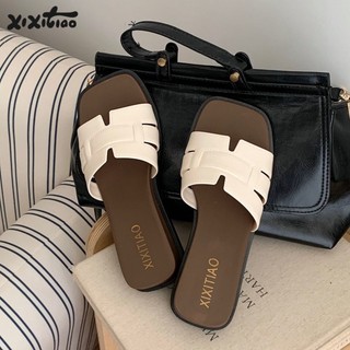 Fashion Color Matching Wedge Heel Non-slip Flip Flops Ins Women's Casual Summer Outer Wear Ve