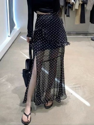 Váy chấm bi không đều phong cách Hepburn của Pháp dành cho nữ mùa xuân mới khí chất retro váy