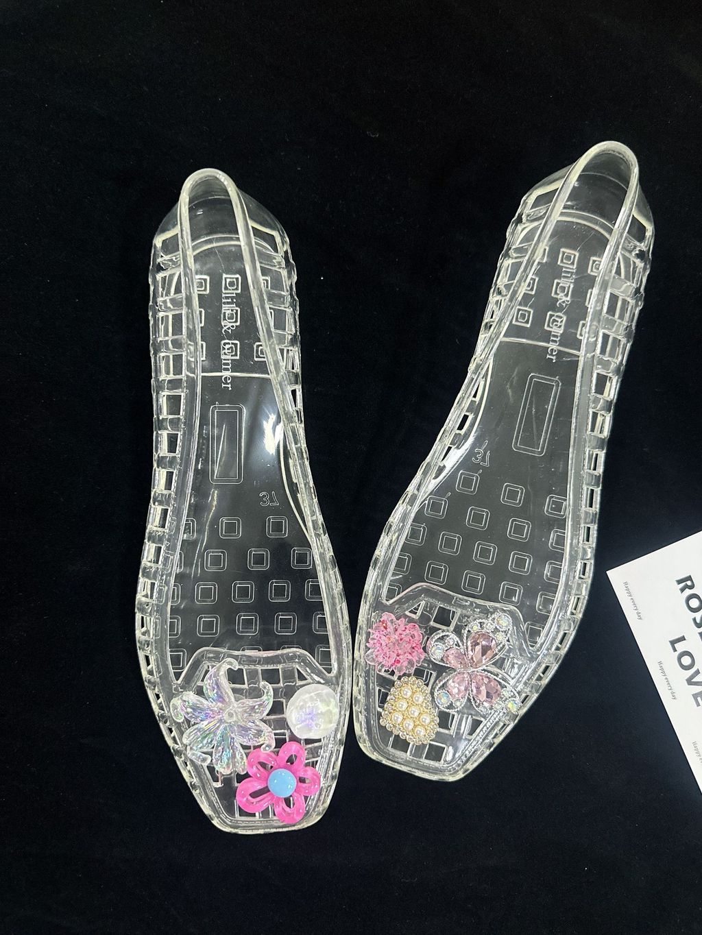 Ngọc Trai Handmade Đính Hạt Kim Sa Lấp Lánh DIY Rỗng Thạch Giày Pha Lê Phụ Kiện