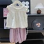Bé Gái Hoa Họa Tiết Hoa Áo Trẻ Em Phong Cách Mục Vụ Cổ Phối Ren Dolly Quần Áo Mùa Hè Mới Bé G