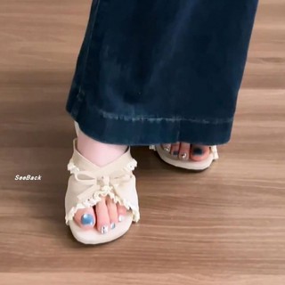 Floral Versatile Fairy Style Thick-soled Slippers For Women Summer New Style Comfortable Slip