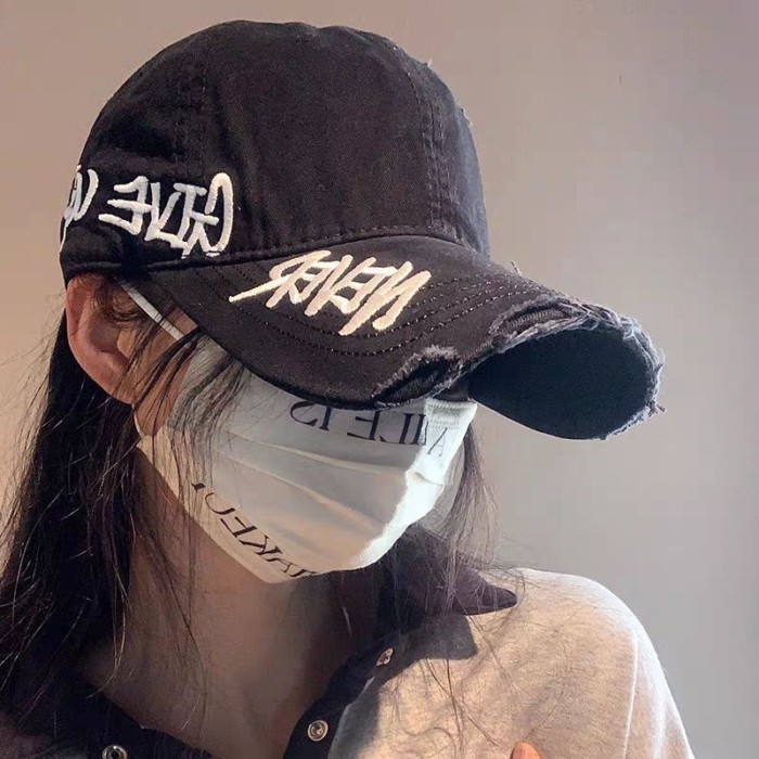 American Washed Denim Baseball Cap For Women Spring And Summer New Wide Brim Face-showing Sma