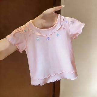 Áo thun ngắn tay màu trơn cho bé gái mùa hè phong cách Hàn Quốc cho bé gái áo sơ mi nửa tay có đáy