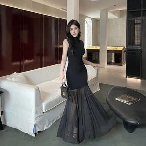 Váy trắng cổ thấp cho nữ mùa xuân hè, sang trọng, eo cao, váy ngắn thời trang, sang trọn