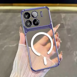 Ốp Lưng Cho XiaoMi 15T 15T Pro Ốp Điện Thoại Thẩm Mỹ Chống Sốc Trong Suốt Cao Cấp Có Cuộn Dây Từ Tính Mới Cửa Sổ Lớn Silicon Mềm