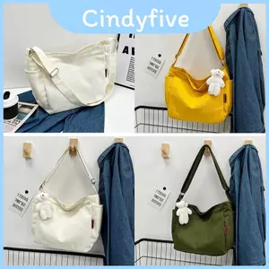 Túi đeo vai bằng vải Canvas thời trang cho bé gái có khóa kéo và thiết kế rộng rãi cho trường học