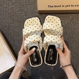 Summer New Style Milky Yellow Polka Dot Sandals For Women, Thick-soled Soft-soled Outer Wear