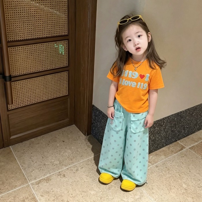 Girls Summer Thin Letter Printed Short-sleeved T-shirt New Fashion Style Little Girl Versatil